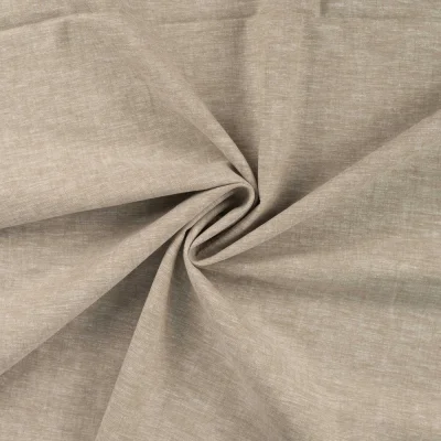 Tissu Lin Coton uni Beige chiné - Par 10 cm