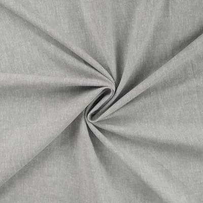 Tissu Lin Coton uni Gris clair chiné - Par 10 cm