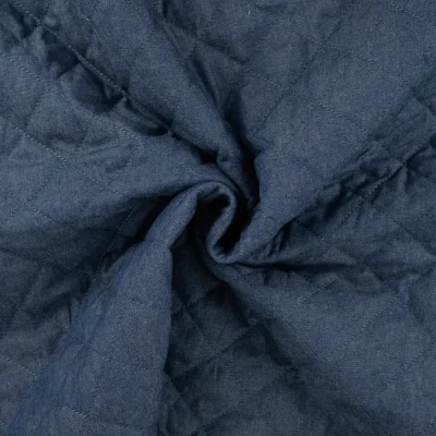 Tissu Chambray Matelassé Réversible Bleu denim - Par 10 cm