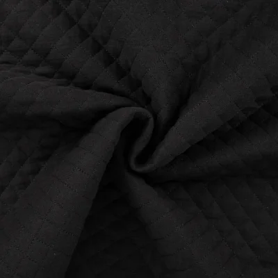 Tissu Double gaze Matelassée envers Coton uni Noir - Par 10 cm