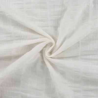 Tissu Coton Smocké uni Blanc cassé - Par 10 cm