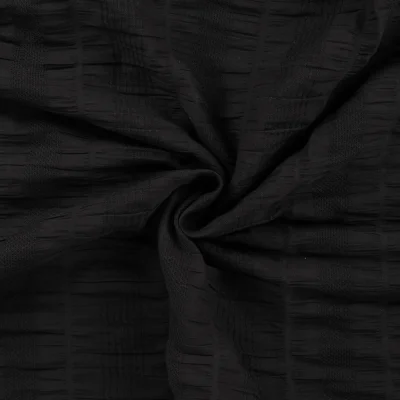 Tissu Coton Smocké uni Noir - Par 10 cm