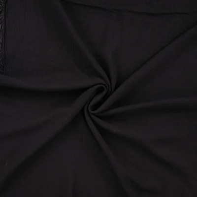 Coupon Tissu Crépon de Viscose uni Noir - Coupon de 10 cm