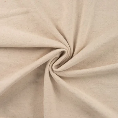 Tissu Sweat envers gratté Lin Coton uni Beige chiné - Par 10 cm