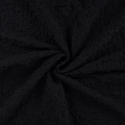 Coupon Tissu Maille Coton gaufré uni Noir - Coupon de 20 cm