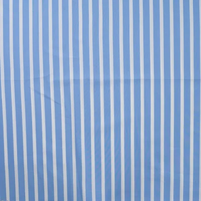 Tissu Coton Stretch rayé Rayures Blanche sur fond Bleu ciel - Par 10 cm