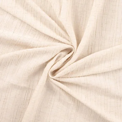 Tissu Polyviscose stretch Romi rayures texturées sur fond Champagne - Par 10 cm