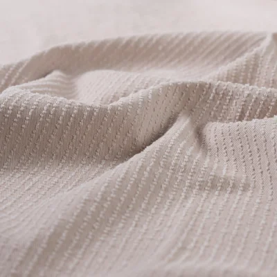 Tissu Coton Jacquard twill uni Beige - Par 10 cm