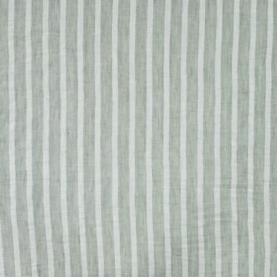 Tissu aspect Lin rayé Vert d&#039;eau - Par 10 cm