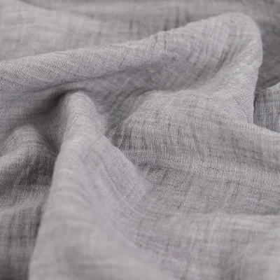 Tissu aspect Lin uni Gris - Par 10 cm