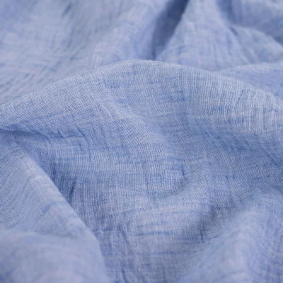 Tissu aspect Lin uni Bleu ciel - Par 10 cm