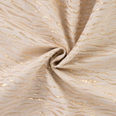 Tissu Jacquard Lin Coton recyclé Zèbre Doré Ecru - Par 10 cm
