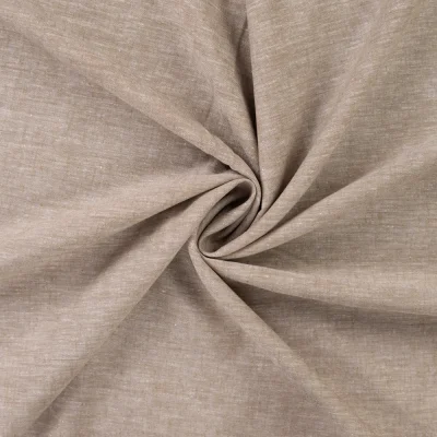 Tissu Lin Coton uni Beige chiné - Par 10 cm
