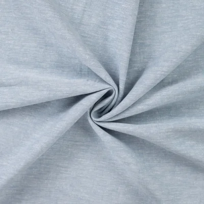 Tissu Lin Coton uni Bleu chiné - Par 10 cm
