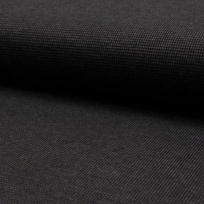 Tissu Jacquard polyviscose  extensible Pointillés Gris sur fond Noir - Par 10 cm