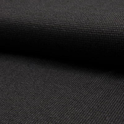Tissu Jacquard polyviscose  extensible Pied de poule Gris sur fond Noir - Par 10 cm