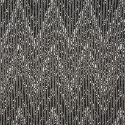 Tissu Jersey Jacquard  Zig Zag sur fond Gris - Par 10 cm