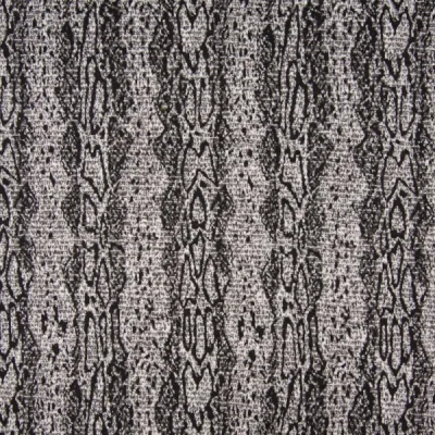 Tissu Jacquard Pailleté argent  Reptiles sur fond Gris - Par 10 cm