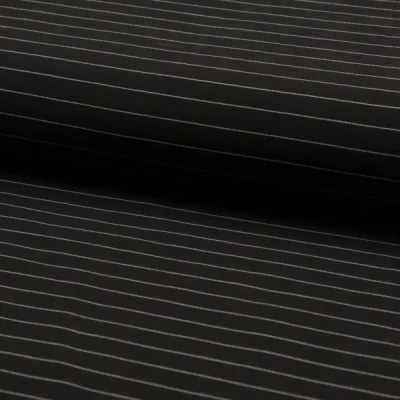 Tissu Bengaline  Rayures noires sur fond Noir - Par 10 cm
