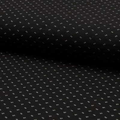Tissu Bengaline  Petit nœud papillon blanc sur fond Noir - Par 10 cm