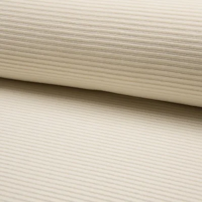 Tissu Jersey Côtelé Aspect Velours Ecru - Par 10 cm