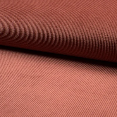 Tissu Velours côtelé lavé uni Rouille - Par 10 cm