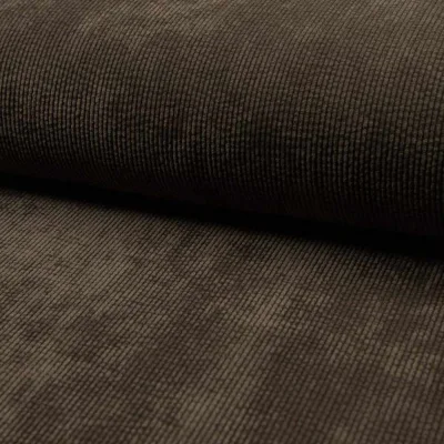 Tissu Velours côtelé lavé uni Marron foncé - Par 10 cm