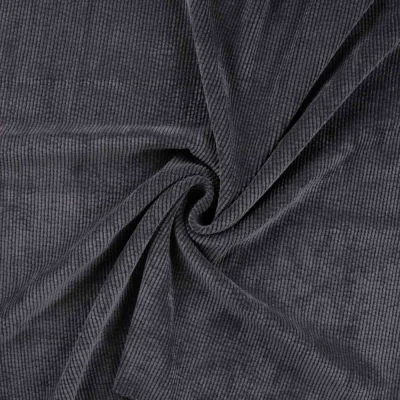 Tissu Velours côtelé lavé uni Gris anthracite - Par 10 cm