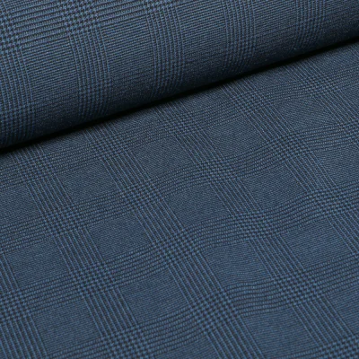 Tissu Bengaline Ecossais sur fond Bleu - Par 10 cm