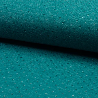 Tissu Maille lurex ajouré Vert canard - Par 10 cm