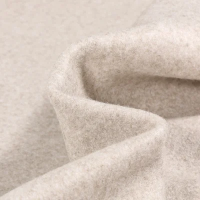 Tissu Maille envers polaire Beige chiné - Par 10 cm