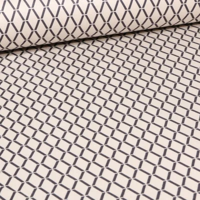Tissu Suédine Scuba  Losanges sur fond Ecru - Par 10 cm