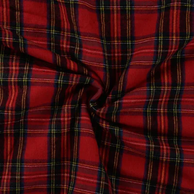 Tissu Tartan Ecossais Clara sur fond Rouge - Par 10 cm