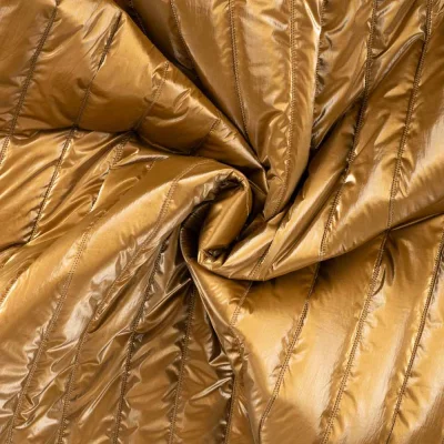 Tissu Doudoune matelassé brillant Karla réversible  Doré - Par 10 cm