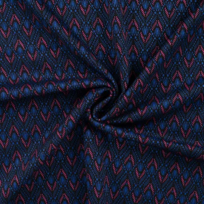 Tissu Milano imprimé Motifs fuschia et bleu sur fond Noir - Par 10 cm