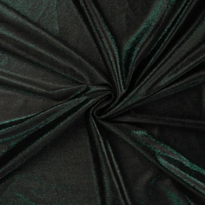 Tissu Velours Lurex vert sur fond Noir - Par 10 cm