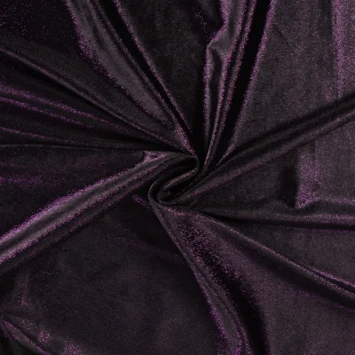Tissu Velours Lurex violet sur fond Noir - Par 10 cm