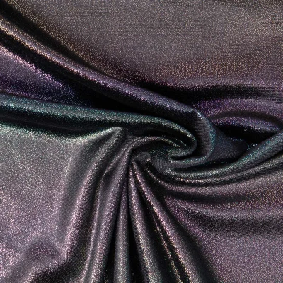 Tissu Jersey lycra Brillant multicolore sur fond Noir - Par 10 cm