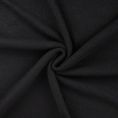Tissu Maille Jersey Tricot uni Noir - Par 10 cm