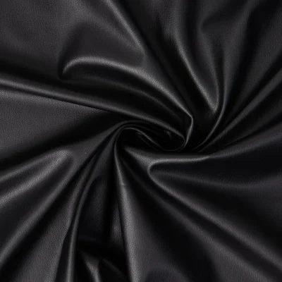 Tissu Simili cuir souple envers velours ras uni Noir - Par 10 cm