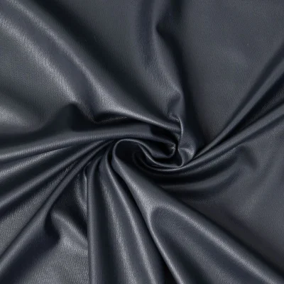 Tissu Simili cuir souple envers velours ras uni Bleu marine - Par 10 cm