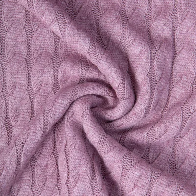 Tissu Maille torsadé en relief uni Parme - Par 10 cm