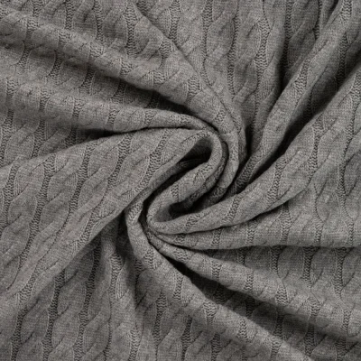 Tissu Maille torsadé en relief uni Gris chiné - Par 10 cm
