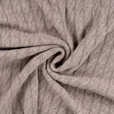 Tissu Maille torsadé en relief uni Taupe chiné - Par 10 cm