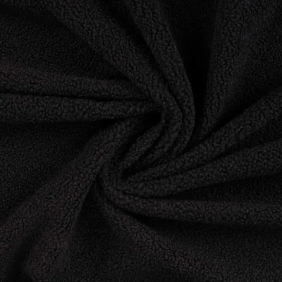 Tissu Fausse fourrure Mouton Elsa uni  Noir - Par 10 cm