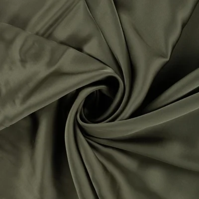 Tissu Viscose   Olivia touché Satin uni  Vert kaki - Par 10 cm