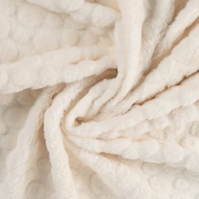 Tissu Fausse fourrure pois en relief uni Ecru - Par 10 cm