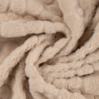 Tissu Fausse fourrure pois en relief uni Beige - Par 10 cm