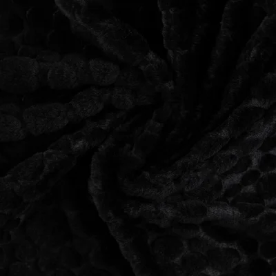 Tissu Fausse fourrure pois en relief uni Noir - Par 10 cm