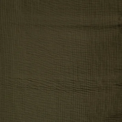 Tissu Mousseline Tencel double couche uni Vert kaki foncé - Par 10 cm